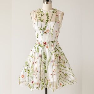 City Studio Floral Embroidered White Dress